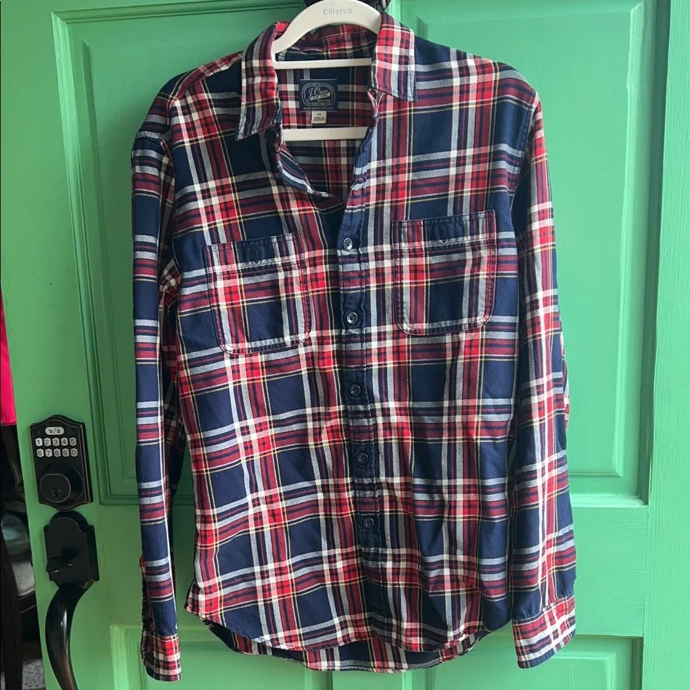 J. Crew men’s Red and Blue Plaid Button Down Shirt